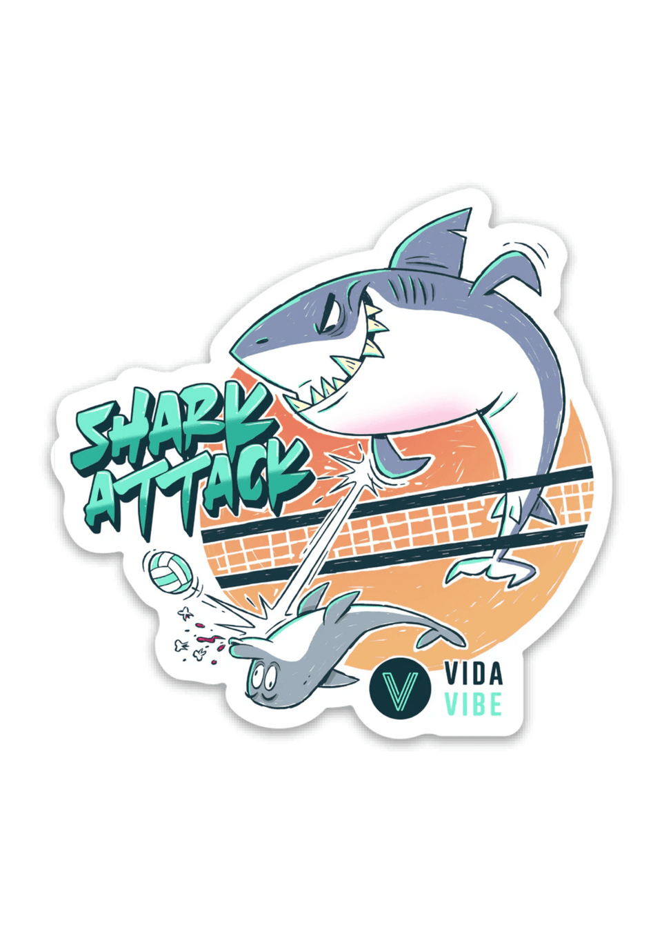 Shark Attack Volleyball Sticker